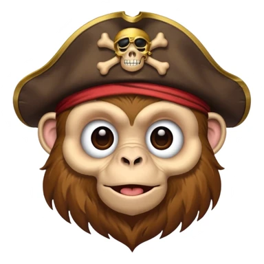 monkey with a pirate patch over one eye and a pirate hat on sticker