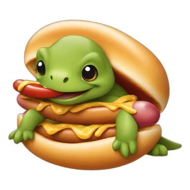 Tortue qui mange un hot dog sticker