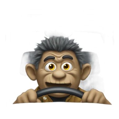 A troll driving a car sticker