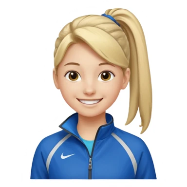 active ponytail hair teen girl in sport jacket smile happily  sticker