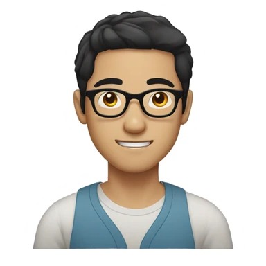 Vietnamese guy with middle part black hair wearing round glasses  sticker