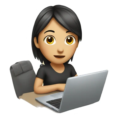 Asian girl with laptop  sticker