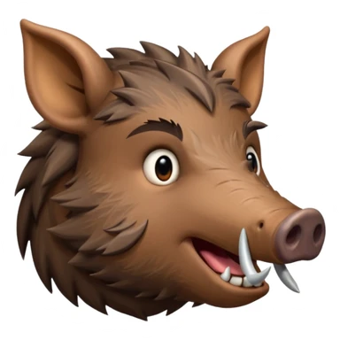 Wild boar face side view with more and more long tusks emoji realistic sticker