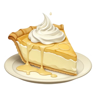 Slice of pale yellow pie with whipped cream melting and dripping off of it sticker