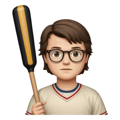 Steve Harrington from stranger things with the glasses and bat sticker