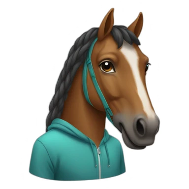 A horse wearing a hoodie sticker