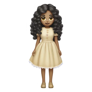 cute girly haunted doll pretty button eyes olive skin sticker