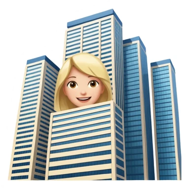 a giantess playing peekaboo peeking out from behind a skyscraper that obscures her to the viewer sticker