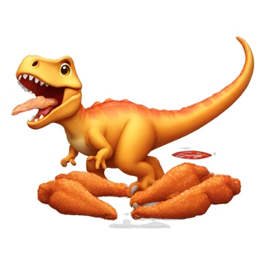 dinosaur eating chicken wings sticker