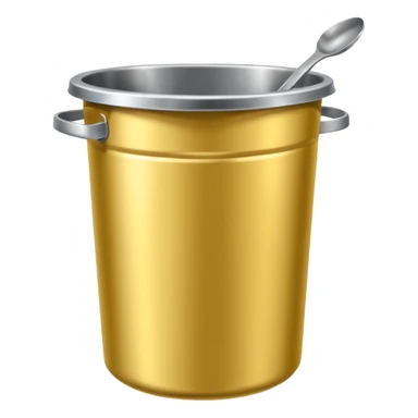 a spoon on a stainless steel garbage can sticker