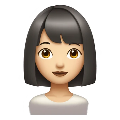 asian girl with a bob and blunt bangs sticker