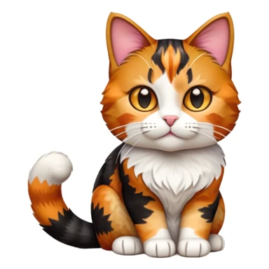 cinematic-[calico tabby cat]-realistic-full-body-sitting-emoji,-tail-curled-playfully-around-its-paws, cinematic-cute-calico-cat-portrait-emoji,-head-tilted-playfully-with-sparkling,-inquisitive-eyes-and-a-charming-patchwork-fur-of-orange,-black,-and-white,-simplified-yet-irresistibly-adorable,-highly-detailed,-glowing-with-a-warm,-invit (3) sticker