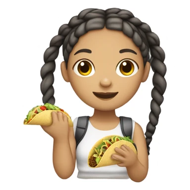 Light skin girl with braids eating taco  sticker