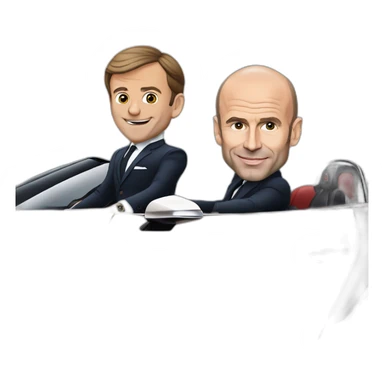 Emmanuel Macron et Zidane dans une Bugatti Chiron sticker