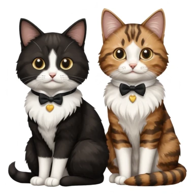 black and white tuxedo cat with brown tabby cat sticker