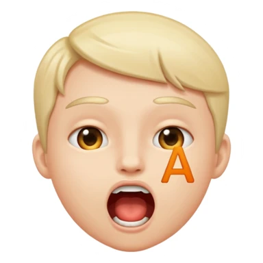 open mouth with letters A Б В coming out sticker