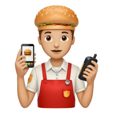 burger place employee with intercom  sticker