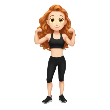 Aesthetic cute Ginger girl in black gym fit full body stretching  sticker