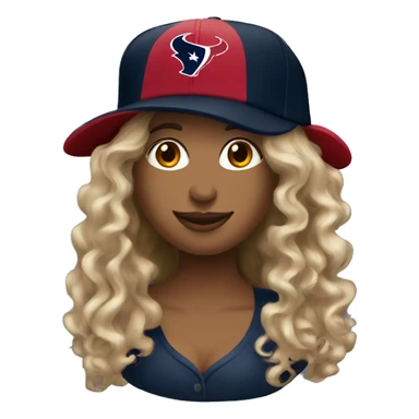 HOUSTON TEXANS baseball hat woman with long curly hair  sticker