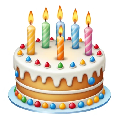 Beautifully decorated whole birthday cake with frosting and candles on top sticker