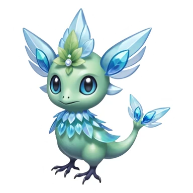 elemental icy floral ethereal glacial Axew-Rufflet-Brionne-Celebi-Pokémon-Fakémon-hybrid-creature sticker