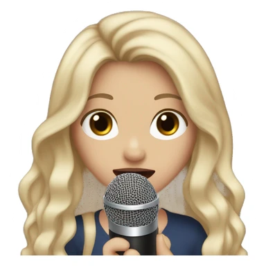 a girl with brown hair layered long hair, hazel eyes, pale skin, dark lips, singing into a microphone sticker