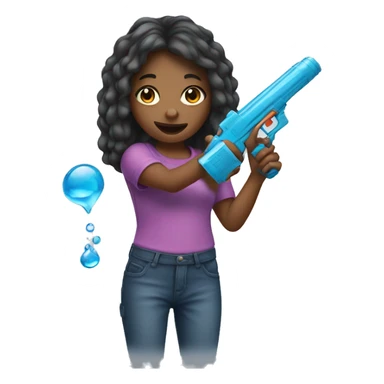 Girl holding water gun sticker