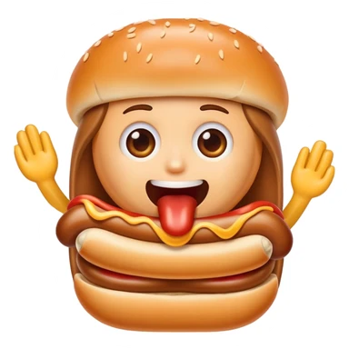 emoji eating hotdog while groaning sticker