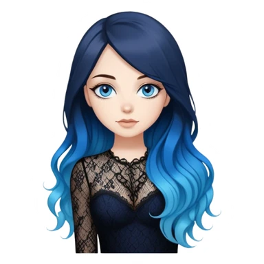 Beautiful Buxom-pawg-twerking-bending over-classy-deep blue eyes-very very long brunette to sky blue ombre hair-big juicy booty, wearing black lace, sfw sticker