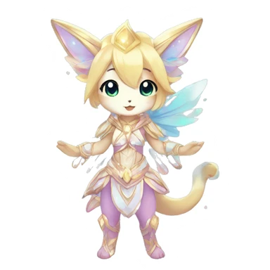 Cute Kawaii Chibi Anthro Sona Colorful Ethereal Pretty see Godly Celestial Shiny Fakemon Full Body sticker