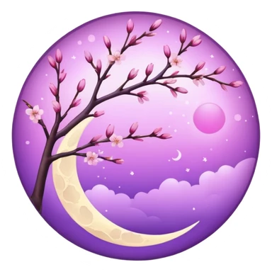 purple Moon with cherry blossoms sticker