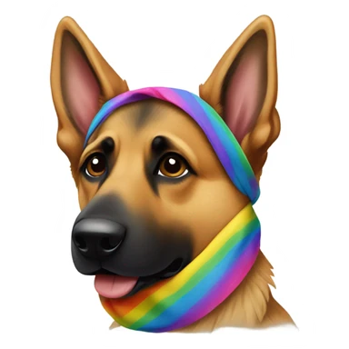 German Shepard with a rainbow bandana around the neck sticker
