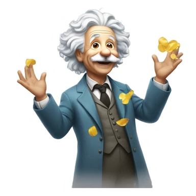 happy albert einstein holding confetti in one hand sticker