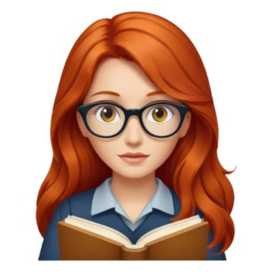long red haired women with book with optical  sticker