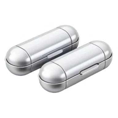 Minimalistic futuristic black medicine pills pack emoji, metallic black and white, reflective sleek surfaces, flat vector design, high-tech clean UI icon sticker