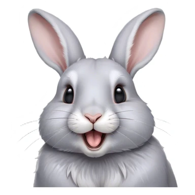 Cinematic Cute Yawning Grey Rabbit Portrait Emoji, Head tilted slightly with a dramatic, wide-open yawn, showcasing a smooth grey fur with a refined finish, floppy ears slightly drooping, round grey eyes barely open in drowsy contentment, Simplified yet irresistibly adorable features, highly detailed, glowing with a soft, cozy glow, high shine, relaxed yet expressive, stylized with a touch of whimsy, bright and endearing, soft glowing outline, capturing the essence of a sleepy yet affectionate bunny, so drowsy it feels like it could stretch out of the screen and curl up for a nap! sticker