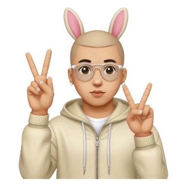 Bad Bunny making peace gesture sticker