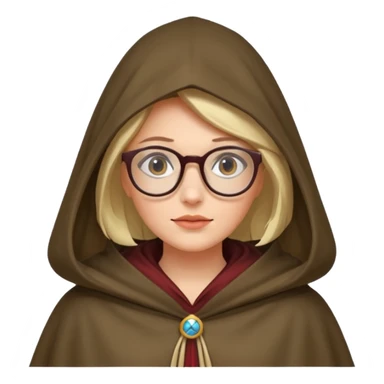 woman with glasses in cloak over head sticker