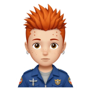 tattoed scout kid, spiky haired with scout uniform sticker