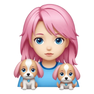 "Chibi-Anime-Girl mit Hundeohren, pinken Haaren, großen blauen Augen und breitem Grinsen." sticker