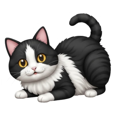 Black and white cat rolling on ground sticker