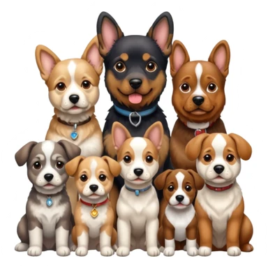 1 german shephard, 1 bulldog, 1 poodle, 1 husky, 1 dachshund sticker