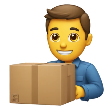 a man packing an item to a box sticker