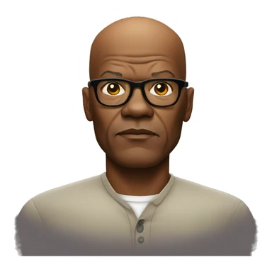 bald samuel l jackson serious wearing shirt sticker