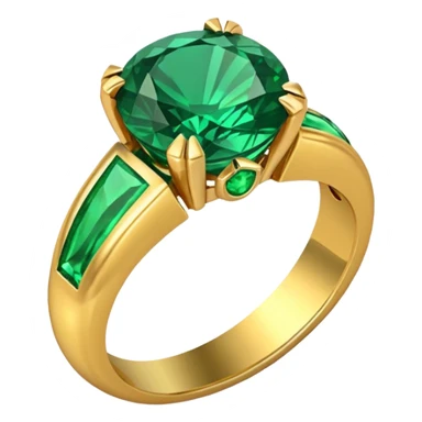 wedding ring with a emerald green stone sticker