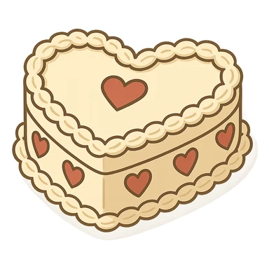 flat toon white heart-shaped vintage cake sticker