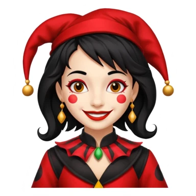 Jester girl, black and red suit, black hair sticker