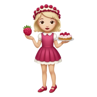Raspberry torte human full body and legs girl with a raspberry barrette on her head sticker