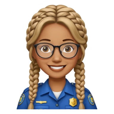 happy woman police with braided hair wearing glasses sticker