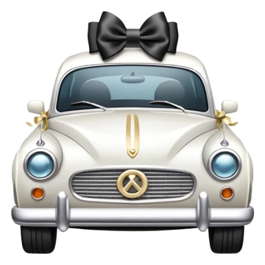 Luxury car with wedding decorations, on the side sticker